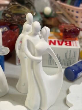 White Abstract Embrace Sculpture - Home Art